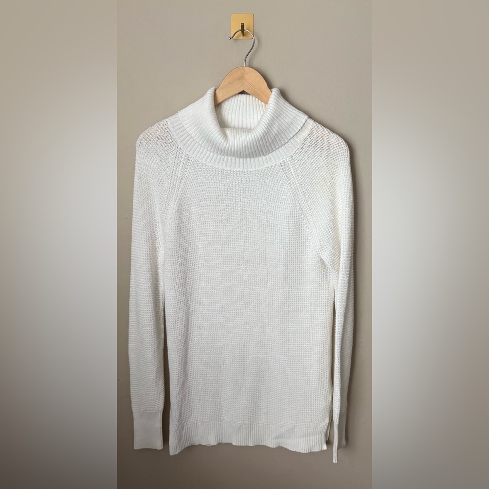 Small J.‎ Crew Mercantile White Cotton Waffle Knit Tunic Sweater